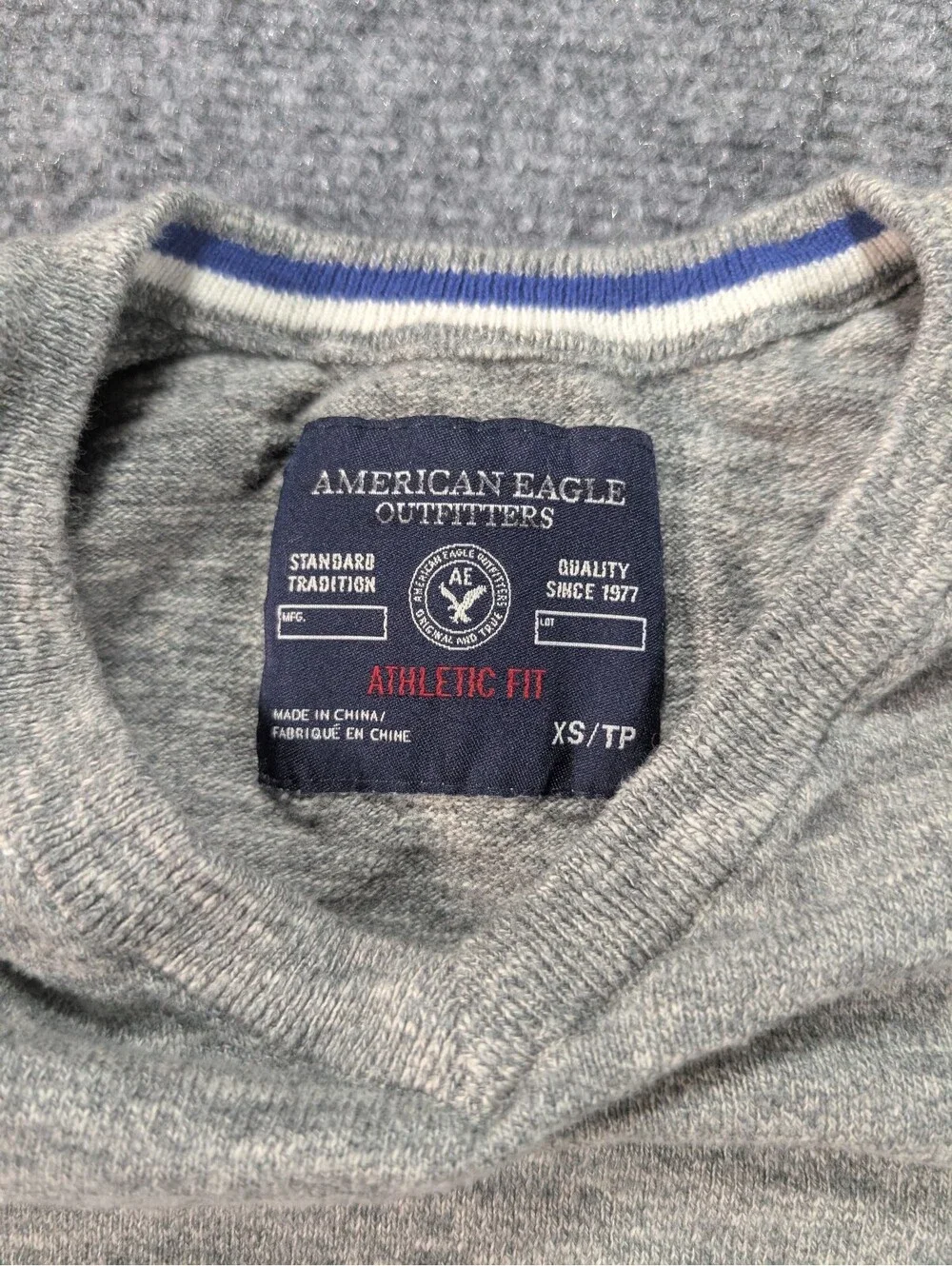 American Eagle Outfitters Mens XS Athletic Fit Gray V-Neck Cotton Sweater